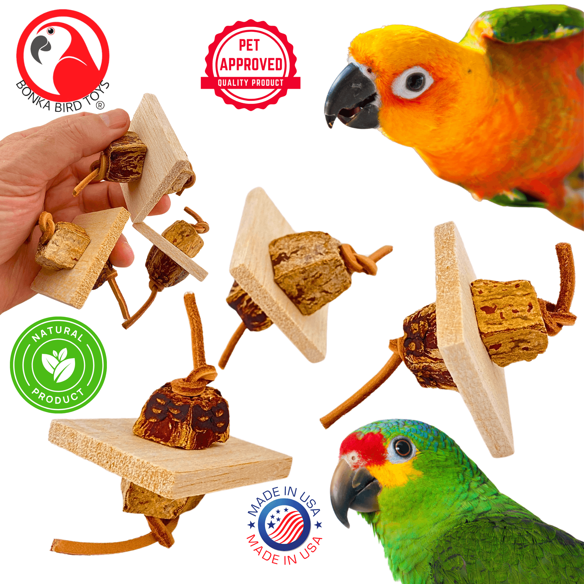 1127 Pk3 Balsa & Bark Chew Foot Toys