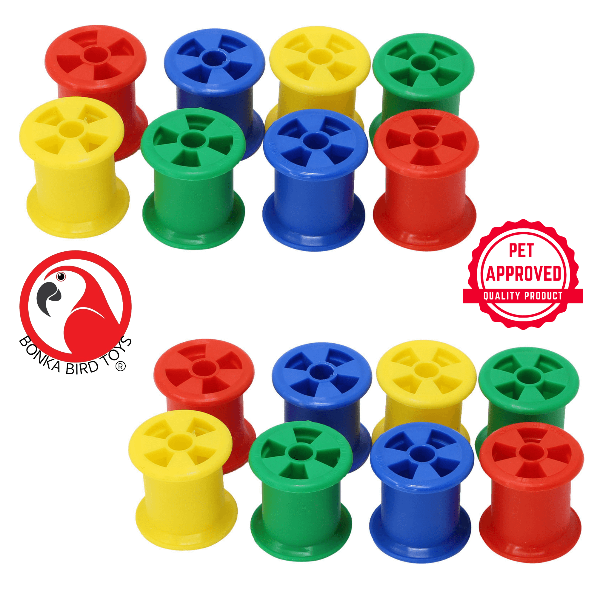 1490 Colored Plastic Bobbin Spools - Bonka Bird Toys