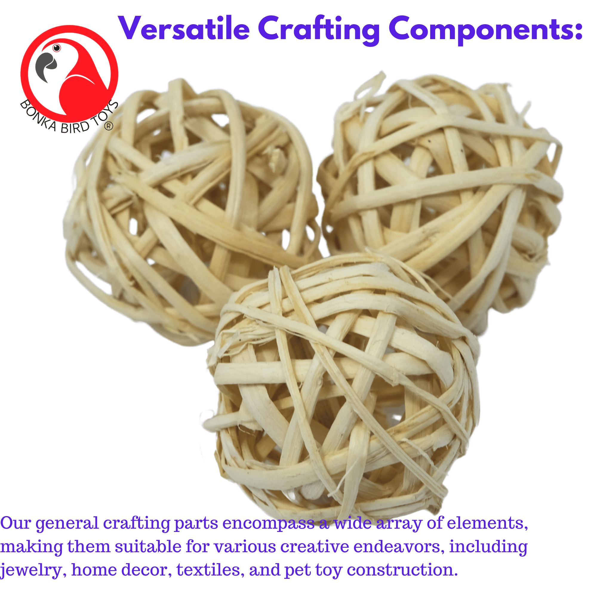 Pack Three Natural Woven Bamboo Balls