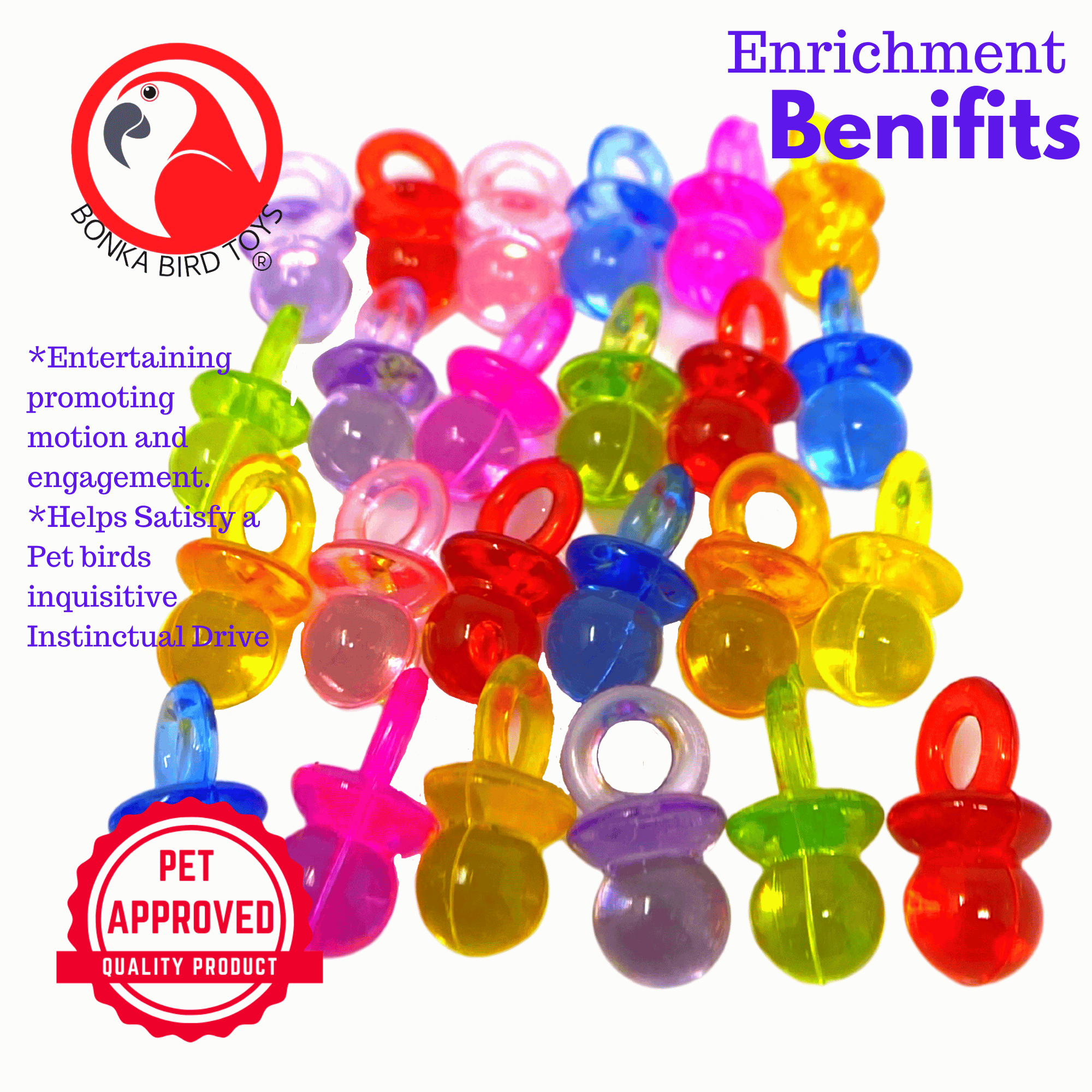 2949 Pk24 3/4" Color Tiny Pacifiers