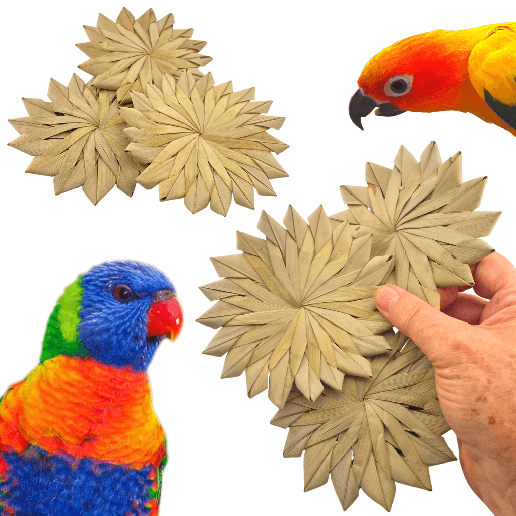 3347 Pk3 Large 4" Woven Palm Leaf Flowers