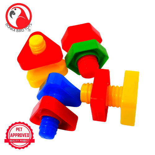 Colorful Nuts and Bolts Foot Talon DIY Parts - Bonka Bird Toys