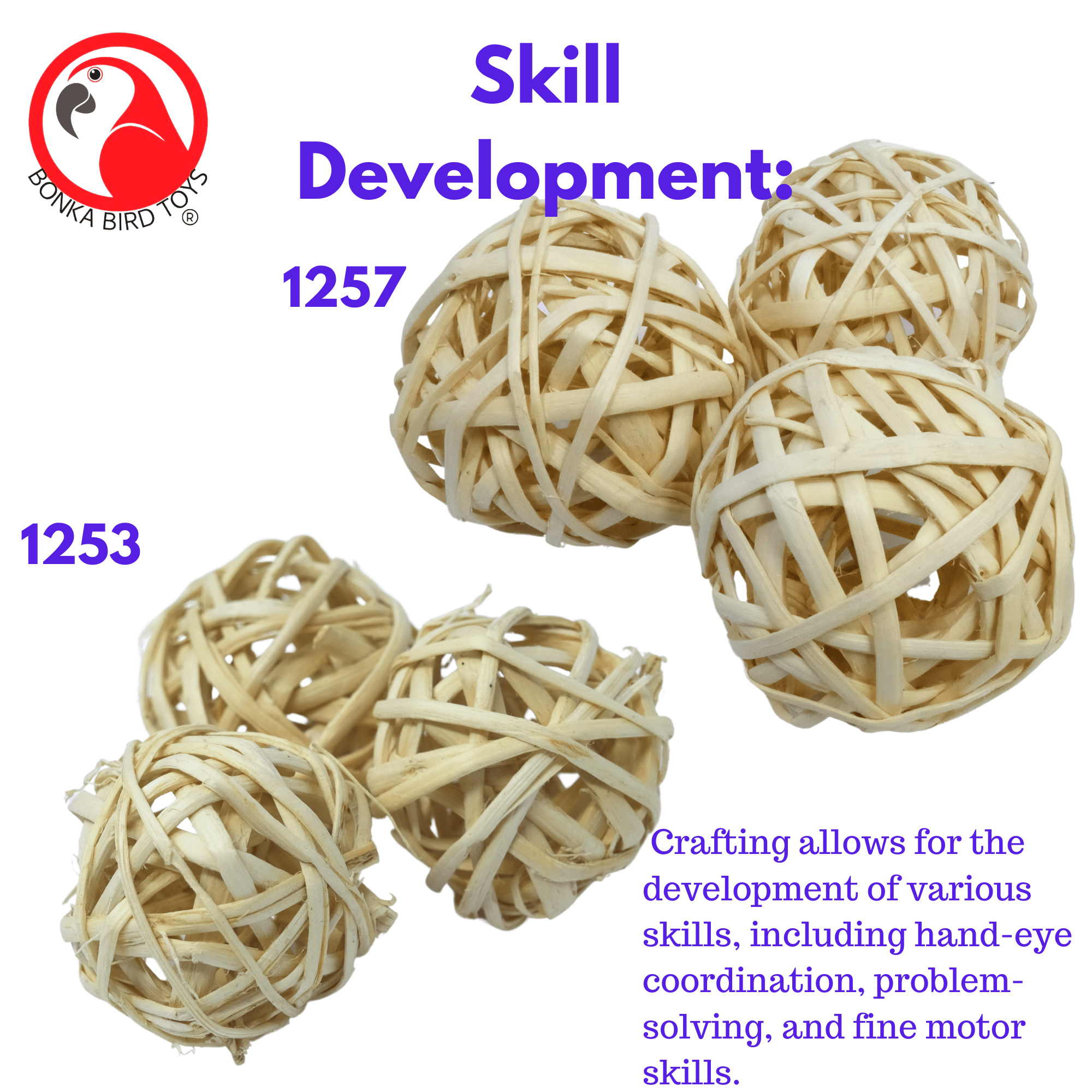 Pack Three Natural Woven Bamboo Balls