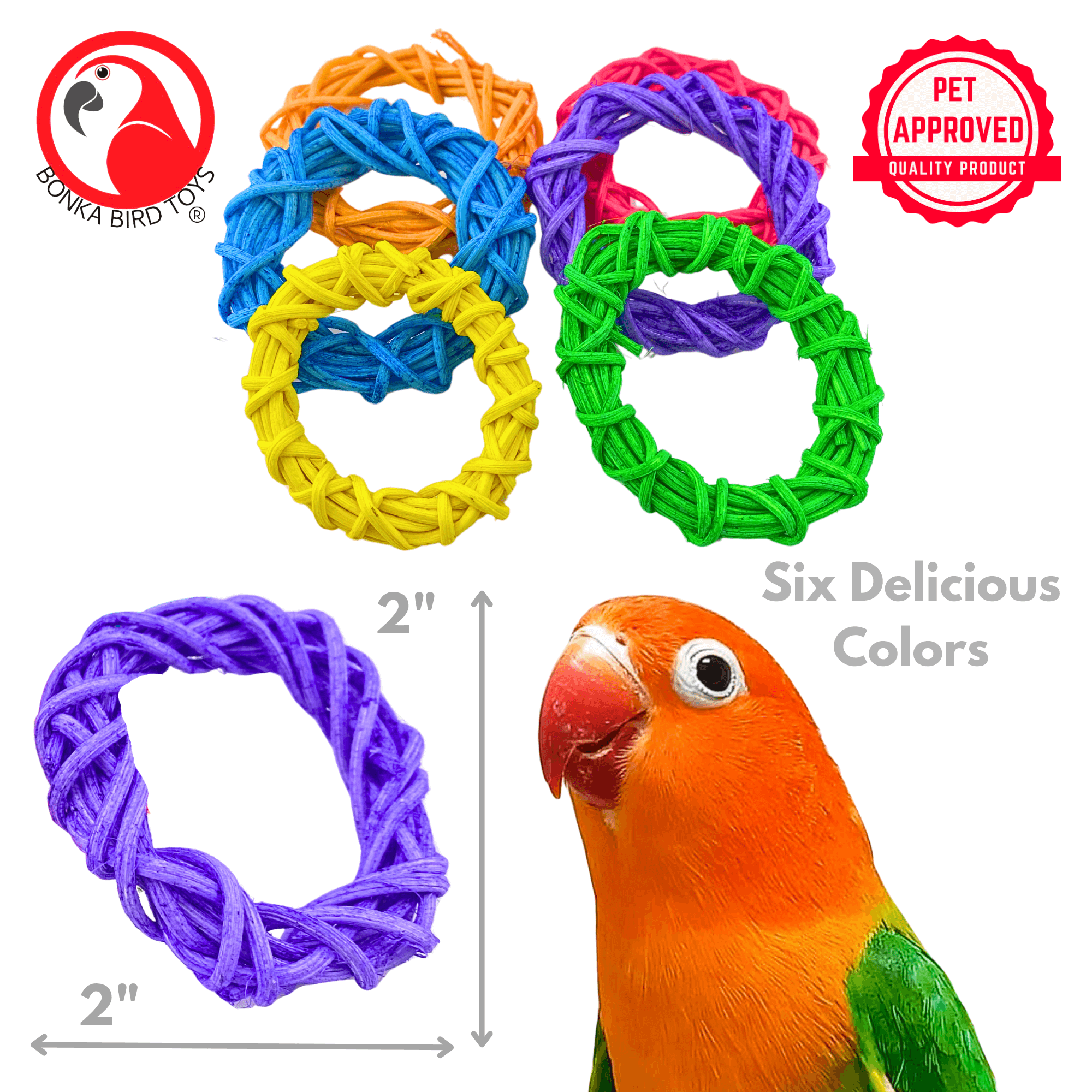 1450 Pk6 Color Craze 2" Vine Rings