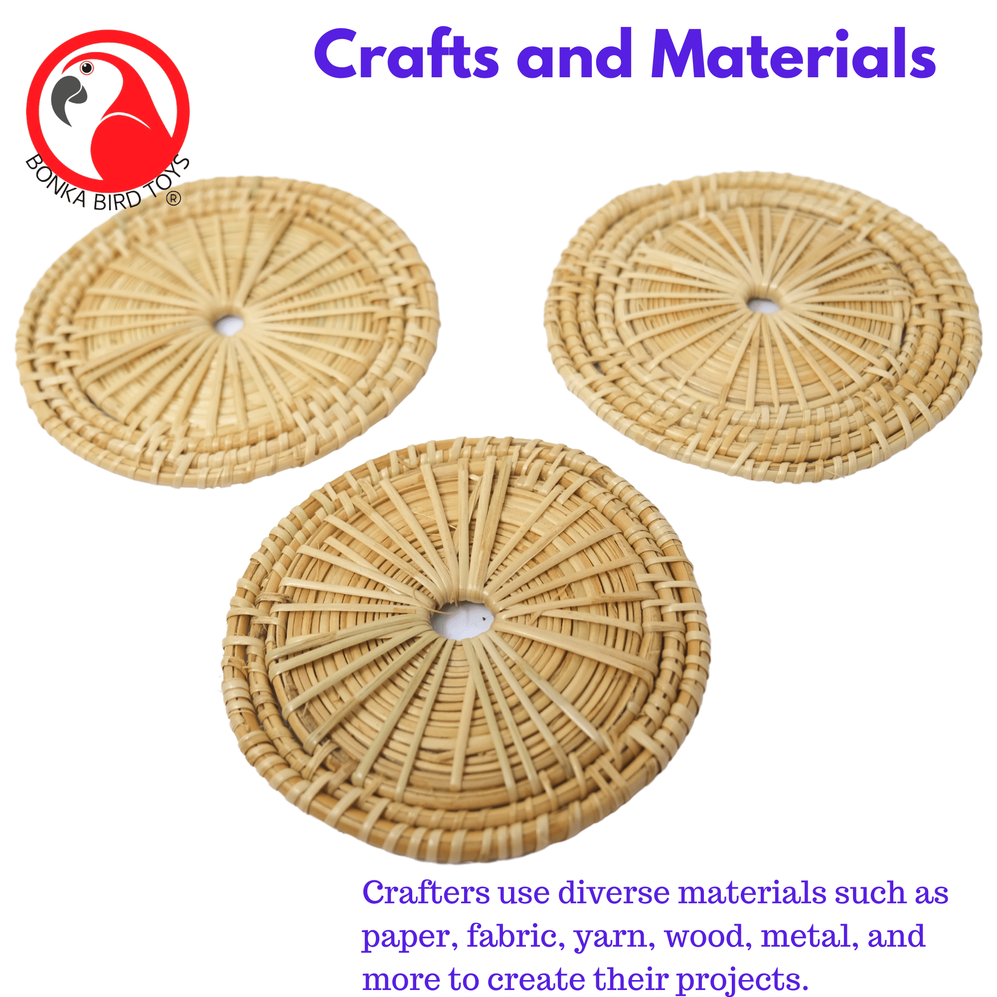1236 3 Pack Natural Bamboo 4-Inch Round Mats
