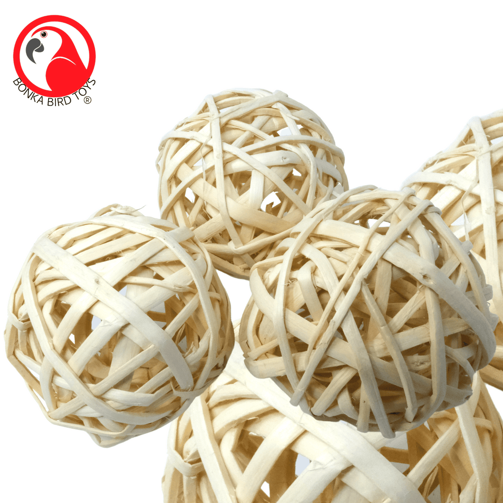 Pack Three Natural Woven Bamboo Balls