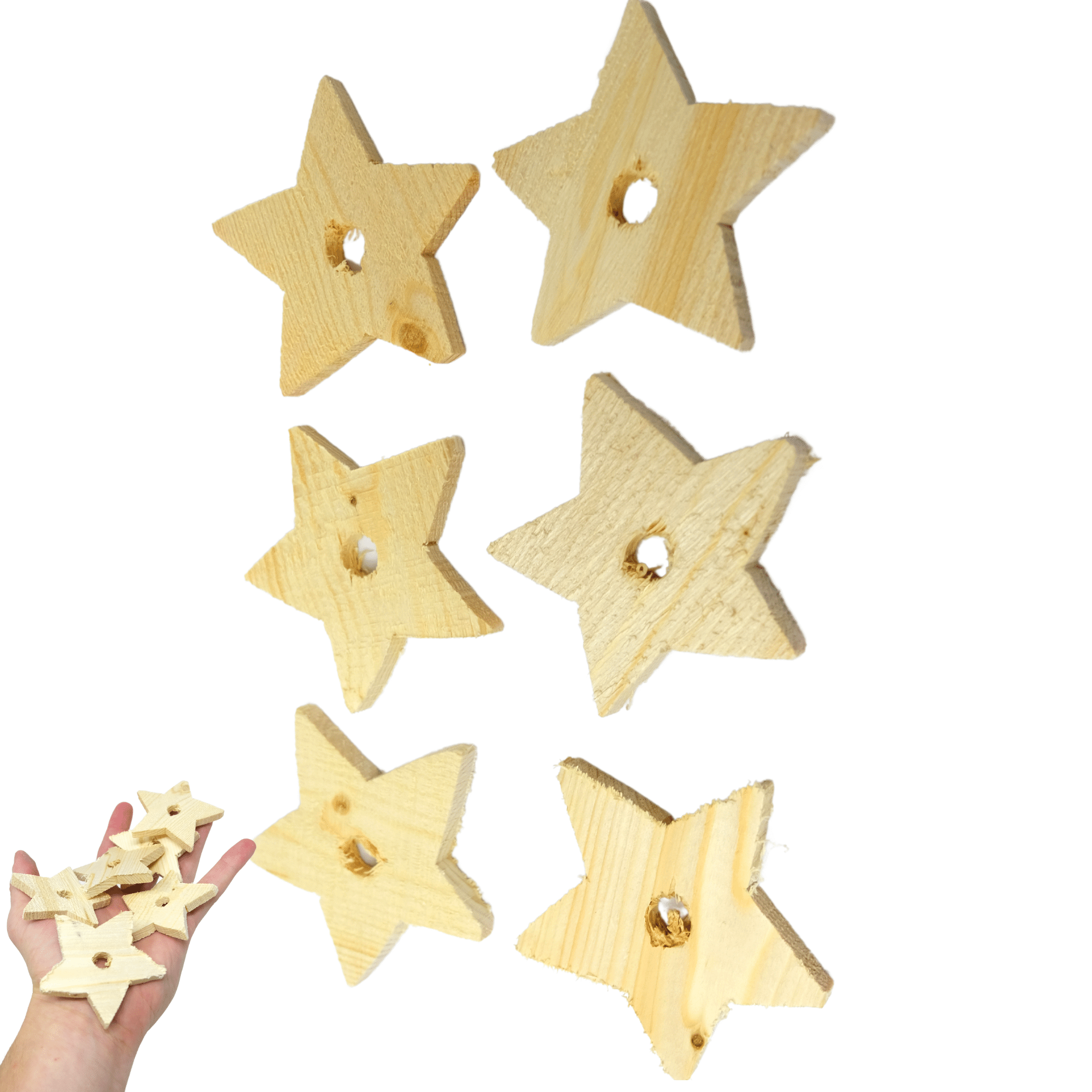 Pack 6 Wooden Stars - Bonka Bird Toys