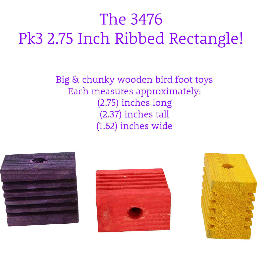 3476 Pk3 Ribbed Rectangle 2.25 Inch