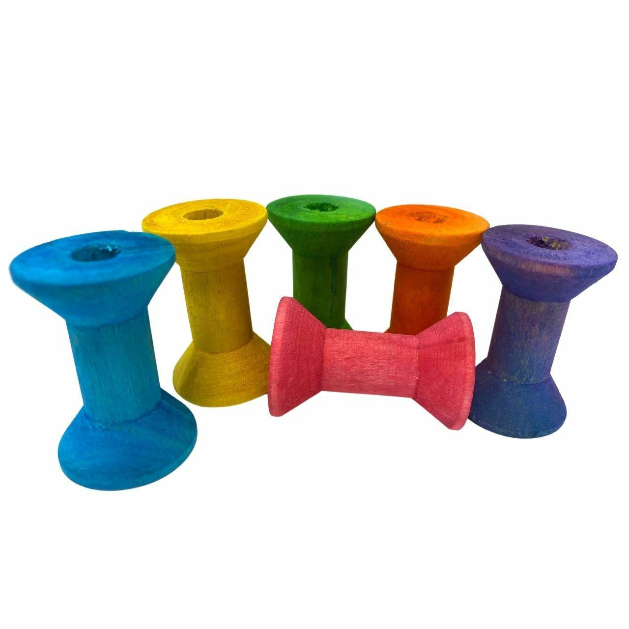 3708 Pk6  Large Colored Wood Bobbin
