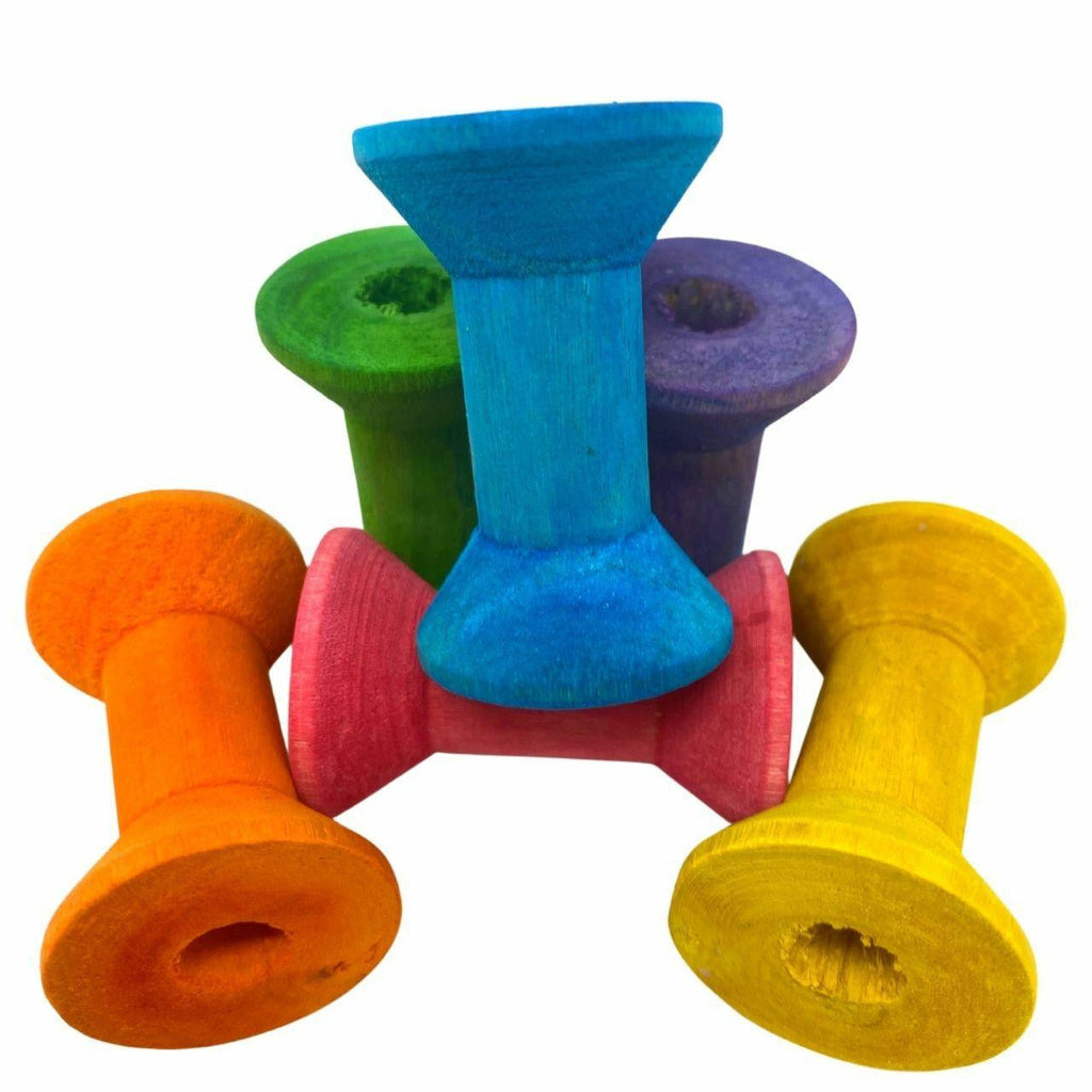 3708 Pk6  Large Colored Wood Bobbin