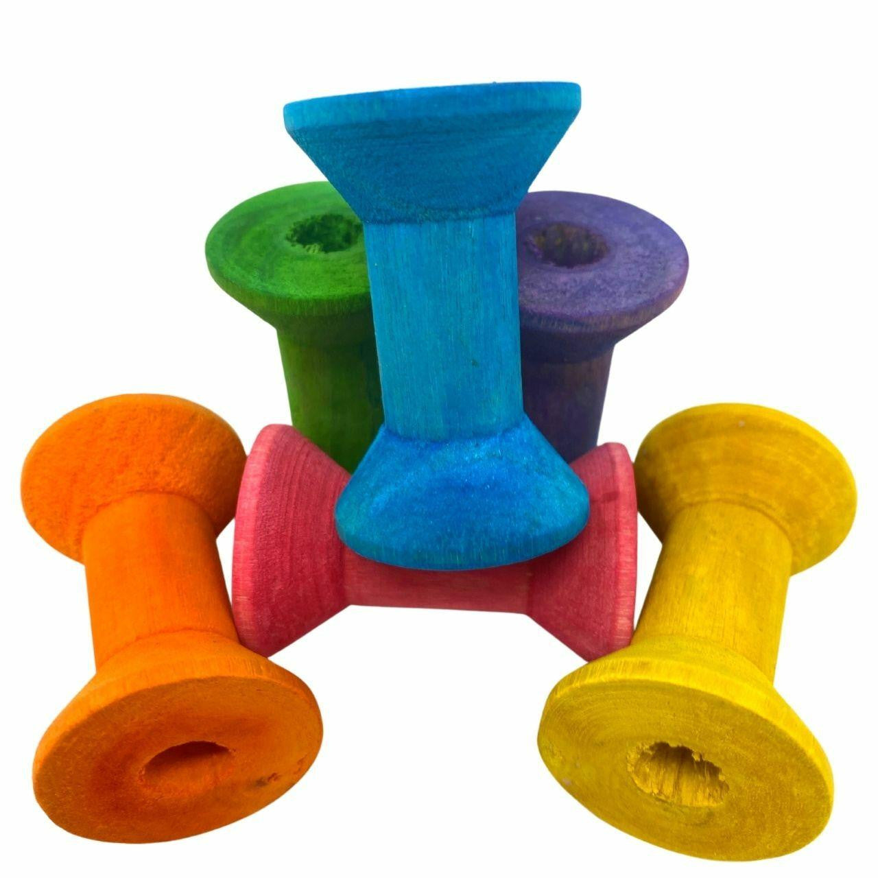 3708 Pk6  Large Colored Wood Bobbin