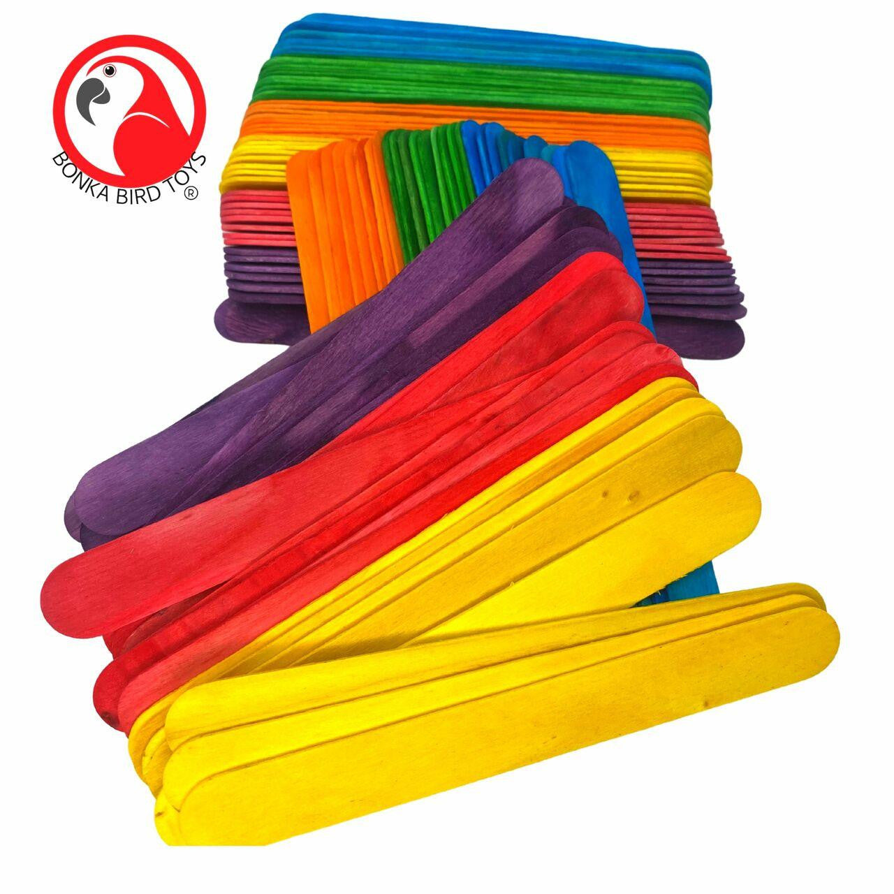 Pk100 Big Colored Wooden Chewy Sticks - Bonka Bird Toys